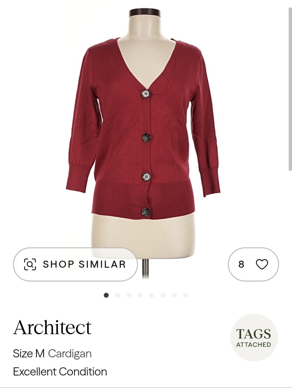 Architect Burgundy V-Neck Button Front Cardigan